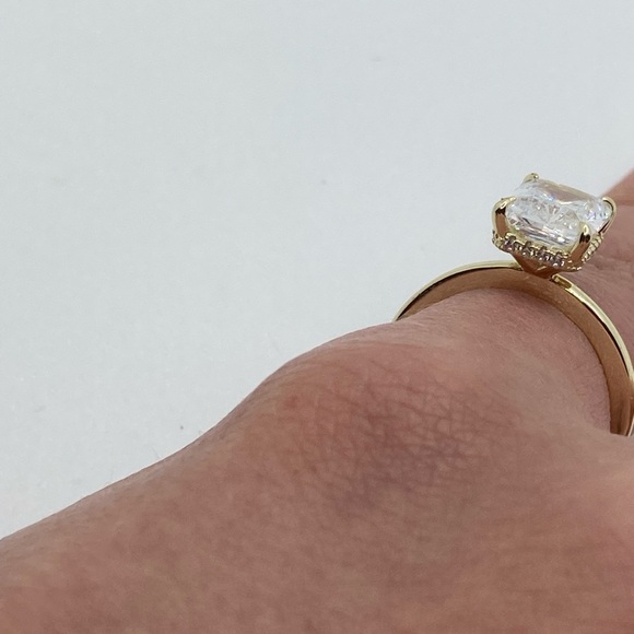 Sterling Silver Gold Plated Emerald Cut Cz Ring Sz 5.25 - Picture 7 of 9